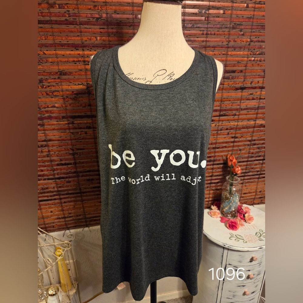 Be You Charcoal Graphic Tank Top